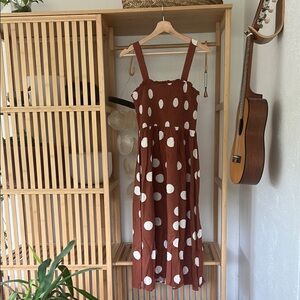 By the River Polka Dot Smocked Midi Dress – Size M